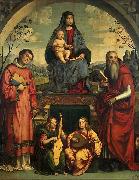 Francesco Francia Madonna and Child with Sts Lawrence and Jerome oil on canvas